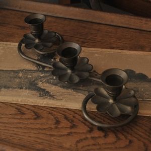 Vintage Brass Floral Candle Holder